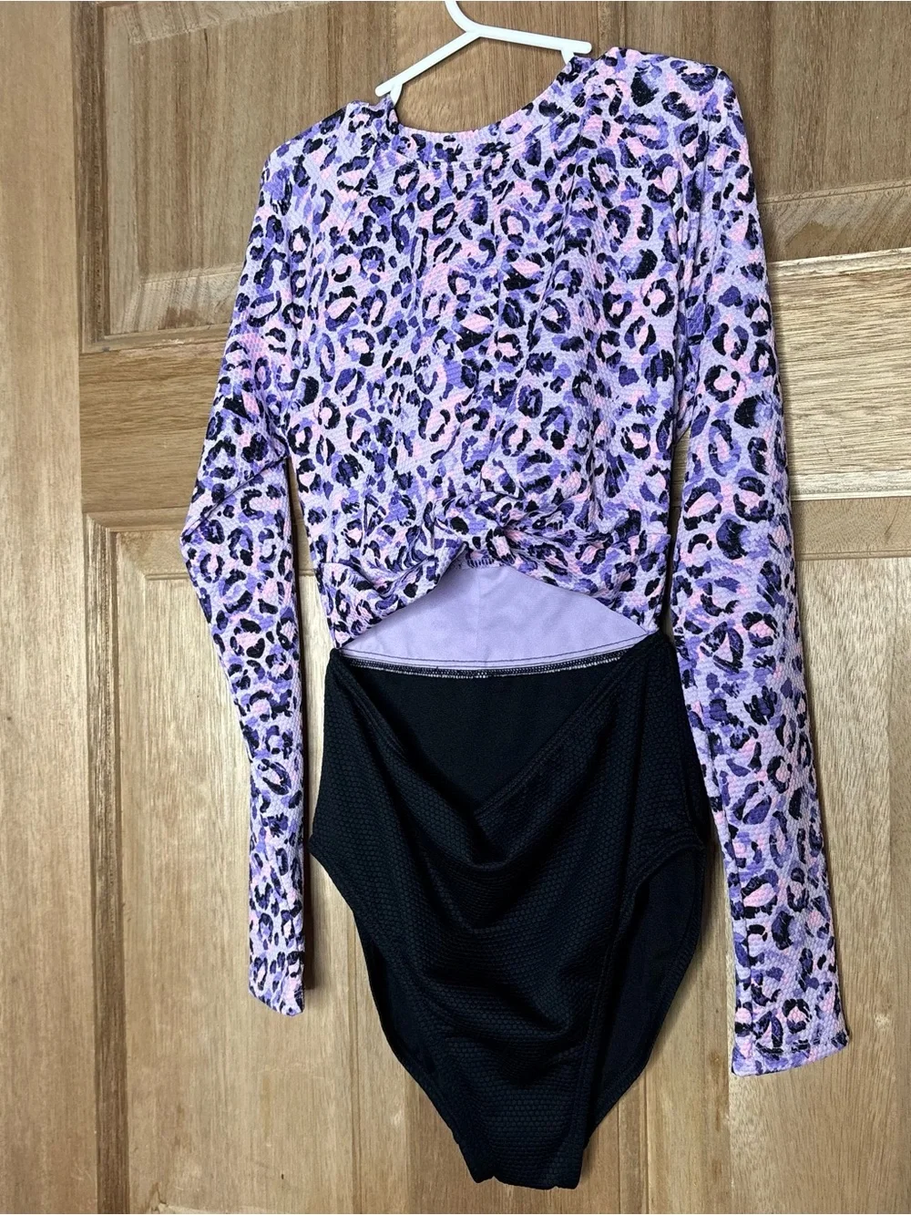 Art class Purple leopard swimming suit long sleeve size L